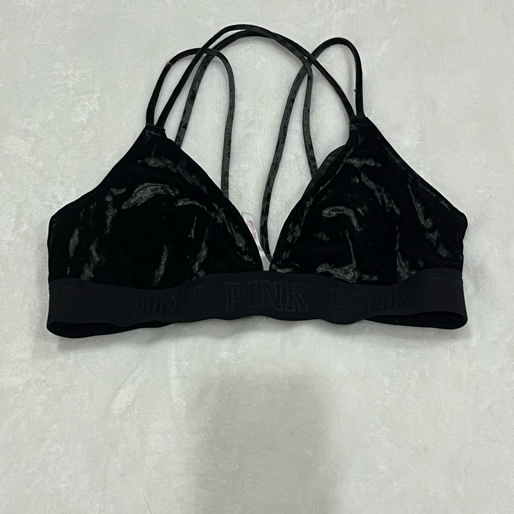 PINK Victoria's Secret Black Velvet Bralette